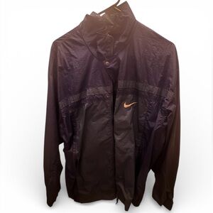 Nike Men's Black Windbreaker with Orange Swoosh